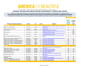 Federal Recreation Areas Interagency Pass List