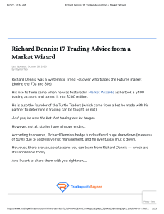 Richard Dennis  17 Trading Advice from a Market Wizard