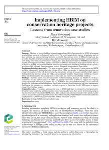 1 Implementing HBIM on conservation heritage projects - lessons from renovation case studies