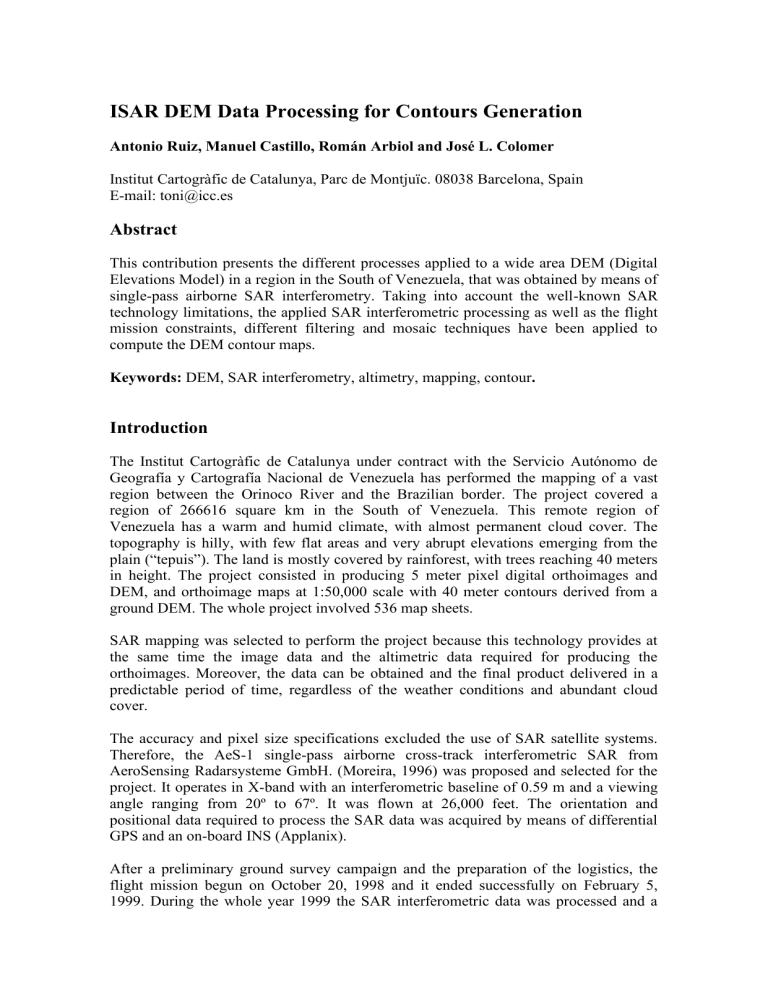 ISAR DEM Data Processing for Contours Generation
