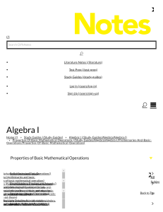 Properties of Basic Mathematical Operations