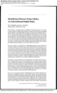 Tech - Identifying software project risks- An international Delphi study