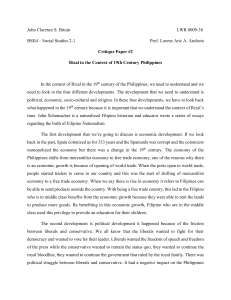 BITUIN Critique Paper No-2-Rizal in the Context of 19th Century Philippines