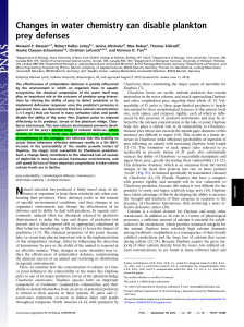 Water Chemistry & Plankton Defenses: Daphnia Vulnerability