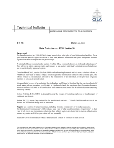 Technical Bulletin 38 - Data Protection Act 1998 Section 56