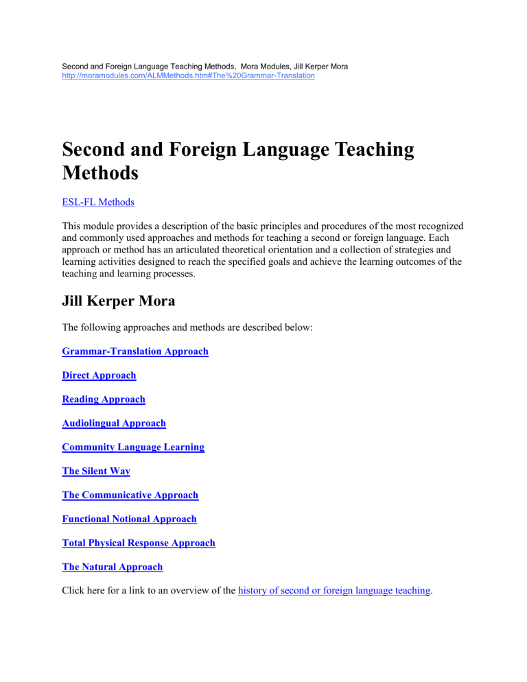 Second And Foreign Language Teaching Methods