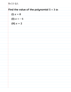 Polynomials Question Paper