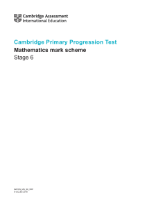 Cambridge Primary Progression Test - Mathematics 2018 Stage 6 - Mark Scheme