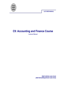 Accounting & Finance Lecturer Manual