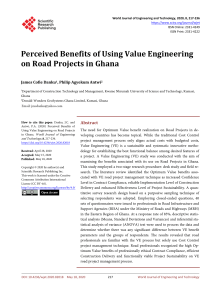 Perceived Benefits of Using Value Engineering on R (1)