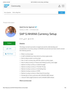 SAP S 4HANA Currency Setup   SAP Blogs