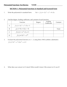 9 Test Review Polynomial Functions