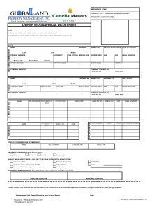 Owner Biographical Data Sheet