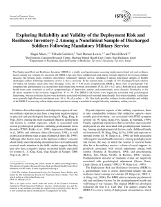 Journal of Traumatic Stress - 2016 - Maoz - Exploring Reliability and Validity of the Deployment Risk and Resilience