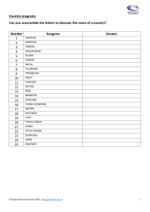 WorldWise quiz round  2019-20 country anagrams 8