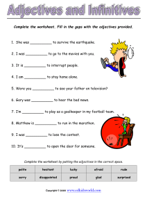 adjectives and infinitives worksheet