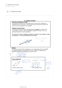 7.1 Vectors as Forces Answer Key