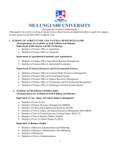 List of Undergraduate Programmes