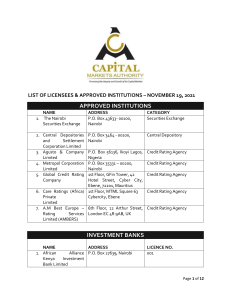 List of Licensees as at November 19 2021