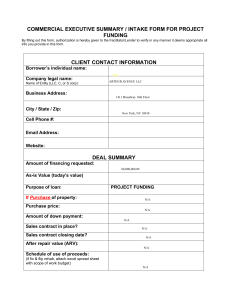 Intake Form for Project Funding