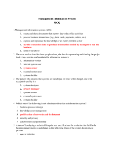 BBA 3 yr Management Information System MCQ 2