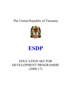 Tanzania EDUCATION Education sector development programme 2008-2017 (1)