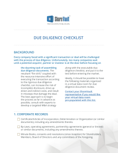 Due Diligence Checklist for Company Transactions