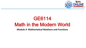 WEEK 4 - MATHEMATICAL RELATION AND FUNCTION (2)