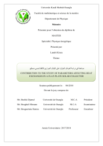 Contribution to the study of parameters affecting heat exchanges in flat plate solar collector