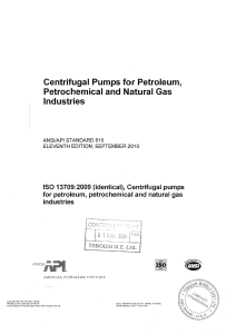 API 610 11TH centrifugal pumps for petroleum petrochemical an