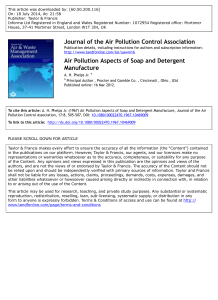 Air Pollution Aspects Of Soap And Detergent Manufacture