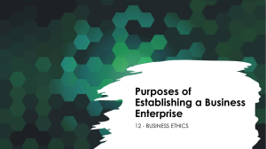 Purposes of Establishing a Business Enterprise