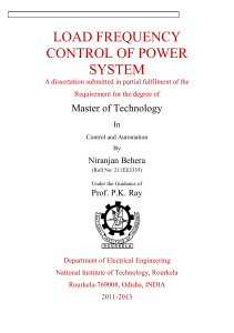 LOAD FREQUENCY CONTROL OF POWER SYSTEM