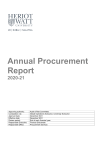 Heriot-Watt University Annual Procurement Report 2020-21