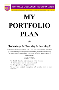 Portfolio Plan: Technology for Teaching & Learning