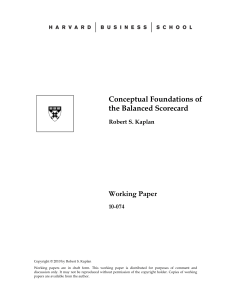 Kaplan (2010) - foundation of the BSC
