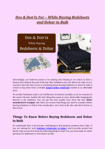 Dos and Don'ts for While Buying Bedsheets and Dohar in Bulk