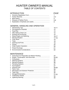 Hunter Yacht Owner's Manual: Operation, Maintenance & Specs