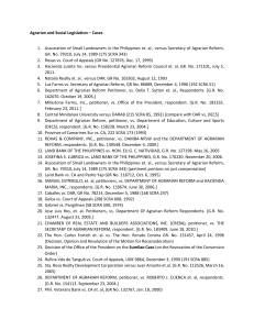 Agrarian and Social Legislation - Case List