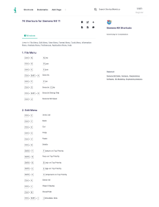 Siemens NX 11 Shortcuts Cheat Sheet