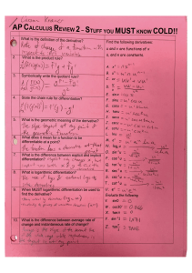 Unit 2- Derivatives packet