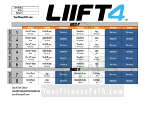 LIIFT4 Workout Calendar