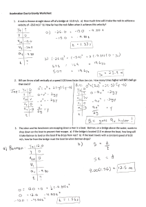 acceleration due to gravity worksheet key
