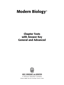 Modern Biology. Chapter Tests with Answer Key Advanced