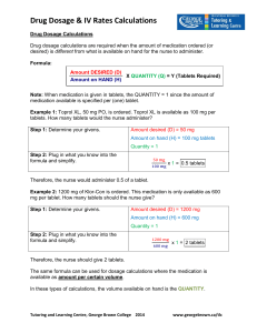 Drug Dosage And Intravenous Rates Calculations - Cheat Sheets
