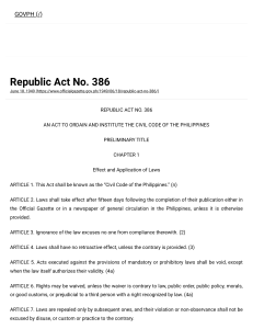 Civil Code of the Philippines: Republic Act No. 386