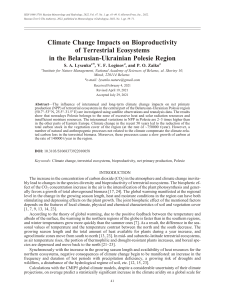 Climate Change Impacts on Bioproductivity of Terrestrial Ecosystems in the Belarusian-Ukrainian Polesie Region