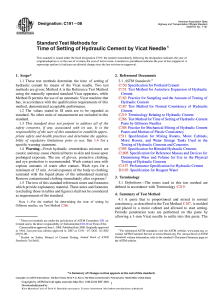 Cement Setting Time: Vicat Needle Test (ASTM C191)