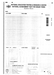 Grade 3 National Achievement Test Answer Sheet