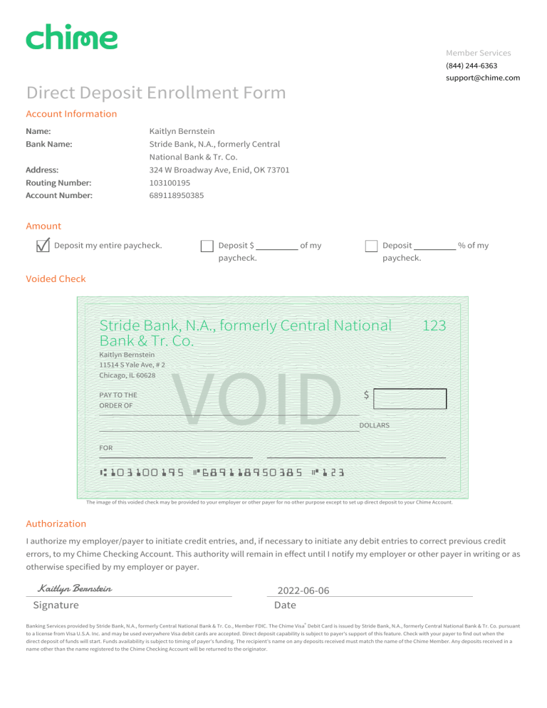 how does chime direct deposit work